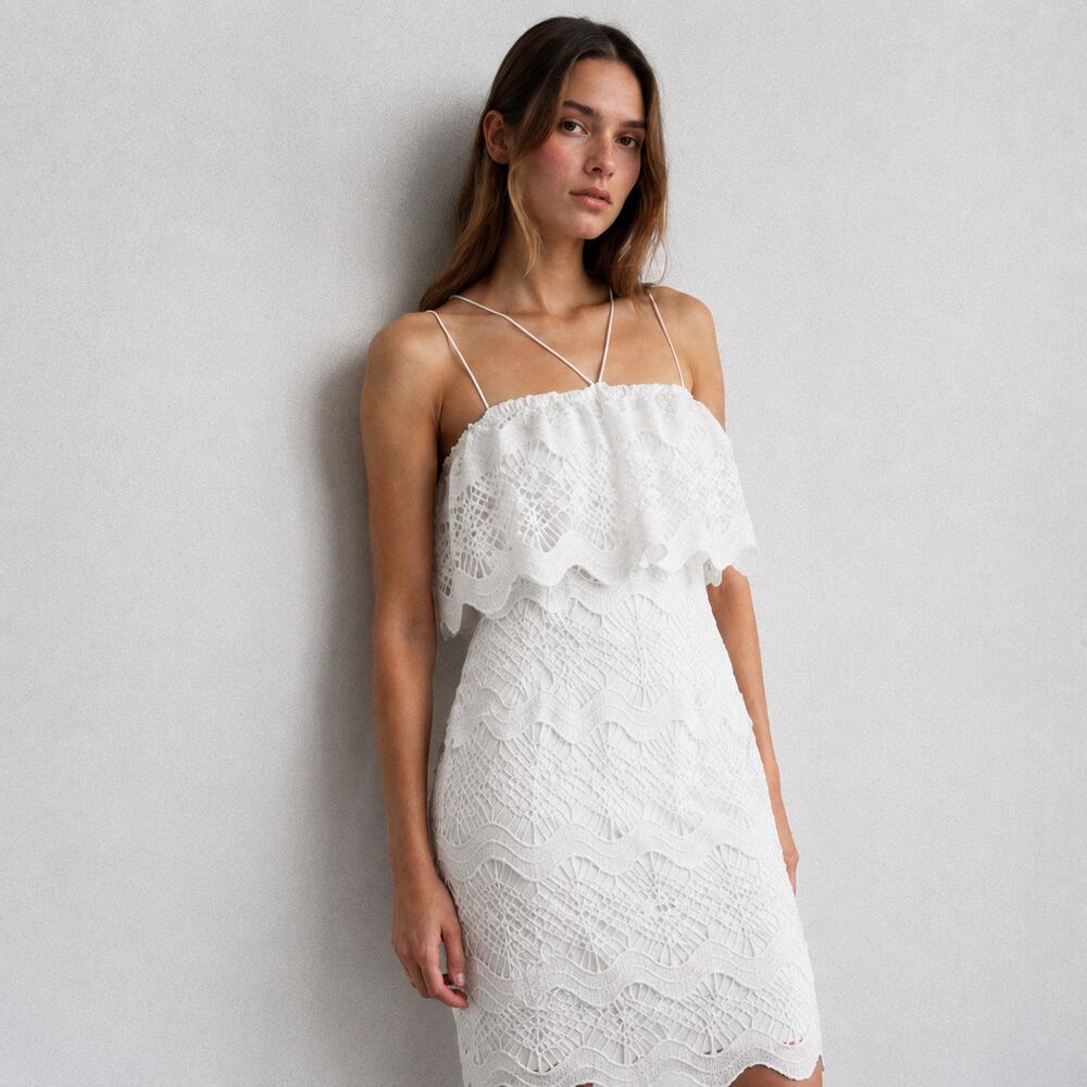 Black Halo Eve by Laurel Berman Gwendolyn Mini Dress Womens 6 White Lace NWT